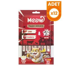 Moow Ciğerli Kızılcıklı ve Keçi Sütlü Yetişkin Sıvı 6x12 gr Kedi Ödül Maması