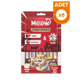 Moow Ciğerli Kızılcıklı ve Keçi Sütlü Yetişkin Sıvı 6x12 gr Kedi Ödül Maması