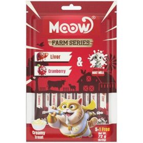 Moow Ciğerli Kızılcıklı ve Keçi Sütlü Yetişkin Sıvı 6x12 gr Kedi Ödül Maması