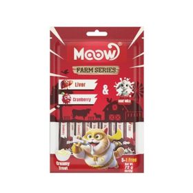 Moow Ciğerli Kızılcıklı ve Keçi Sütlü Yetişkin Sıvı 6x12 gr Kedi Ödül Maması