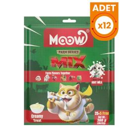 Moow Karışık 6 Lezzetli Çiftlik Serisi Keçi Sütlü Yetişkin Sıvı 30x12 gr Kedi Ödül Maması