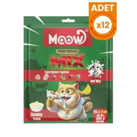 Moow Karışık 6 Lezzetli Çiftlik Serisi Keçi Sütlü Yetişkin Sıvı 30x12 gr Kedi Ödül Maması