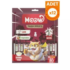 Moow Kuzu Etli Sebzeli ve Keçi Sütlü Yetişkin Sıvı 30x12 gr Kedi Ödül Maması