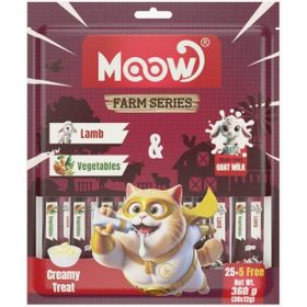 Moow Kuzu Etli Sebzeli ve Keçi Sütlü Yetişkin Sıvı 30x12 gr Kedi Ödül Maması