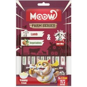 Moow Kuzu Etli Sebzeli ve Keçi Sütlü Yetişkin Sıvı 6x12 gr Kedi Ödül Maması