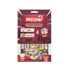 Moow Kuzu Etli Sebzeli ve Keçi Sütlü Yetişkin Sıvı 6x12 gr Kedi Ödül Maması