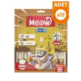 Moow Morina Balıklı Deniz Taraklı ve Keçi Sütlü Yetişkin Sıvı 30x12 gr Kedi Ödül Maması