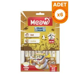 Moow Morina Balıklı Deniz Taraklı ve Keçi Sütlü Yetişkin Sıvı 6x12 gr Kedi Ödül Maması