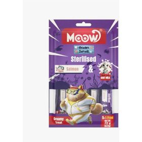 Moow Somonlu Keçi Sütlü 6x12 gr Sterilised Kedi Krema Ödülü