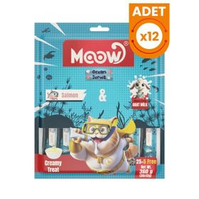 Moow Somonlu ve Keçi Sütlü Yetişkin Sıvı 30x12 gr Kedi Ödül Maması
