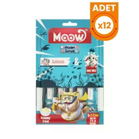 Moow Somonlu ve Keçi Sütlü Yetişkin Sıvı 6x12 gr Kedi Ödül Maması