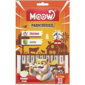 Moow Tavuklu Kedi Naneli ve Keçi Sütlü Yetişkin Sıvı 6x12 gr Kedi Ödül Maması
