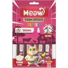 Moow Tavuklu ve Keçi Sütlü Yavru Sıvı 6x12 gr Kedi Ödül Maması