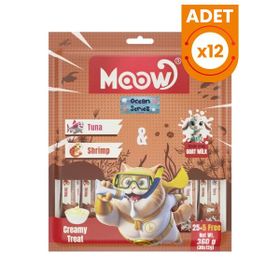 Moow Ton Balıklı Karidesli ve Keçi Sütlü Yetişkin Sıvı 30x12 gr Kedi Ödül Maması