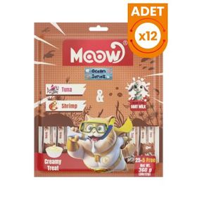 Moow Ton Balıklı Karidesli ve Keçi Sütlü Yetişkin Sıvı 30x12 gr Kedi Ödül Maması