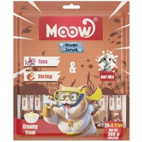 Moow Ton Balıklı Karidesli ve Keçi Sütlü Yetişkin Sıvı 30x12 gr Kedi Ödül Maması
