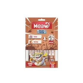 Moow Ton Balıklı Karidesli ve Keçi Sütlü Yetişkin Sıvı 6x12 gr Kedi Ödül Maması