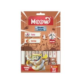 Moow Ton Balıklı Karidesli ve Keçi Sütlü Yetişkin Sıvı 6x12 gr Kedi Ödül Maması
