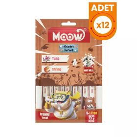 Moow Ton Balıklı Karidesli ve Keçi Sütlü Yetişkin Sıvı 6x12 gr Kedi Ödül Maması