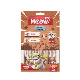 Moow Ton Balıklı Karidesli ve Keçi Sütlü Yetişkin Sıvı 6x12 gr Kedi Ödül Maması