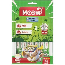 Moow Yengeçli Istakozlu ve Keçi Sütlü Yetişkin Sıvı 6x12 gr Kedi Ödül Maması