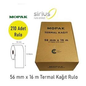 Mopak 56 x 16 mt 210 Adet Termal Yazarkasa Pos Rulosu