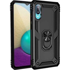 Mor Aksesuar Samsung Galaxy A02 Zırhlı Standlı Sofya Yüzüklü Silikon Kılıf