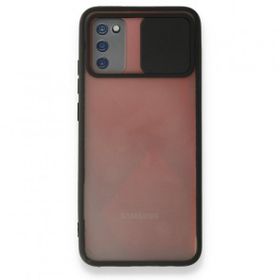 Mor Aksesuar Samsung Galaxy A02s Palm Buzlu Kamera Sürgülü Silikon Siyah Kılıf
