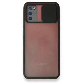 Mor Aksesuar Samsung Galaxy A02s Palm Buzlu Kamera Sürgülü Silikon Siyah Kılıf