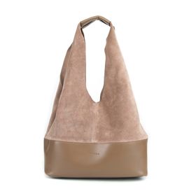 Morca 57x36x15 cm Tek Ebat Vizon Hakiki Süet Salaş Kadın Omuz Çantası