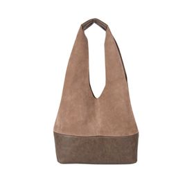 Morca 57x36x15 cm Tek Ebat Vizon Hakiki Süet Salaş Kadın Omuz Çantası