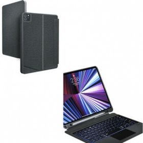 More TR Apple iPad Air 10.9 2022 10.Nesil Wiwu Mag Siyah Touch Klavyeli Standlı Kılıf