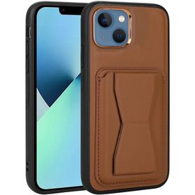 More TR Apple iPhone 13 Kılıf Kartlıklı Standlı ​Pu Deri Zore Memo Kapak