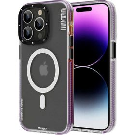 More TR Apple iPhone 14 Pro Magsafe Şarj Özellikli Youngkit Jane Sand Serisi Derin Mor Kapak Kılıf