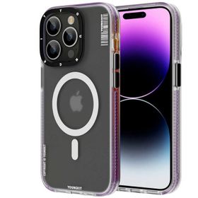 More TR Apple iPhone 14 Pro Max Magsafe Şarj Özellikli Youngkit Jane Sand Serisi Koyu Mor Kapak Kılıf