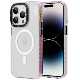 More TR Apple iPhone 14 Pro Max Magsafe Şarj Özellikli Youngkit Jane Sand Serisi Pembe Kapak Kılıf
