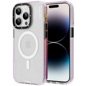 More TR Apple iPhone 14 Pro Max Magsafe Şarj Özellikli Youngkit Jane Sand Serisi Pembe Kapak Kılıf