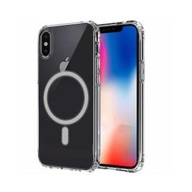 More TR Apple iPhone XS Max 6.5 Magsafe Şarj Özellikli Şeffaf Sert PC Zore Embos Telefon Kılıfı
