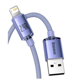 More TR Baseus Crystal Shine Series USB to iPhone Lightning 2.4A 1.2 mt Hızlı Şarj ve Data Kablosu