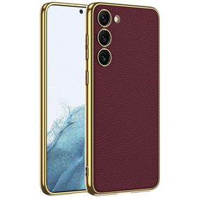 More TR Galaxy S23 Plus Deri Görünümlü Kenarları Elektroplating Kaplama Zore Fizyon Kapak Kılıf