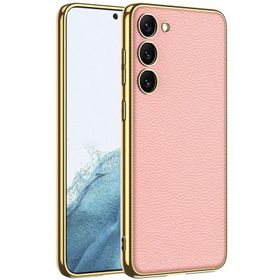 More TR Galaxy S23 Plus Deri Görünümlü Kenarları Elektroplating Kaplama Zore Fizyon Kapak Kılıf
