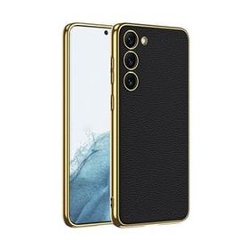 More TR Galaxy S23 Plus Deri Görünümlü Kenarları Elektroplating Kaplama Zore Fizyon Kapak Kılıf