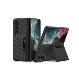 More TR Galaxy Z Fold 4 Karbonfiber Arka Yüzey Zore Kartlıklı Kıpta Silikon Kapak Kılıf