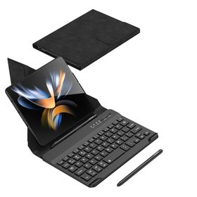 More TR Galaxy Z Fold 4 Standlı Klavyeli Kalem Bölmeli Zore Kıpta Klavyeli Kılıf