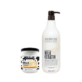 Morfose Keratin Sütü 1000 ml Şampuanı + Milk Therapy Butter Yağ Içeren Mucizevi Saç Bakım Kremi