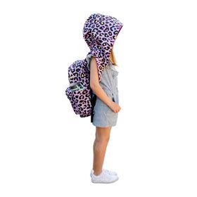 Morikukko Back to School Pink Cheetah Çıkabilir Kapüşonlu Sırt Çantası