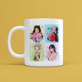 Morinna MR12 Black Pink Tasarımlı Beyaz Kupa