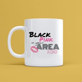 Morinna MR16 Black Pink Tasarımlı Beyaz Kupa