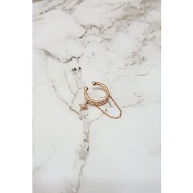 MorMajor Silver 925 Ayar Zirkon Taşlı Kutup Yıldızlı Turuncu Kıkırdak Küpe