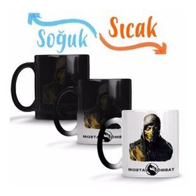 Mortal Kombat Scorpion and Sub Zero Sihirli Porselen Kupa